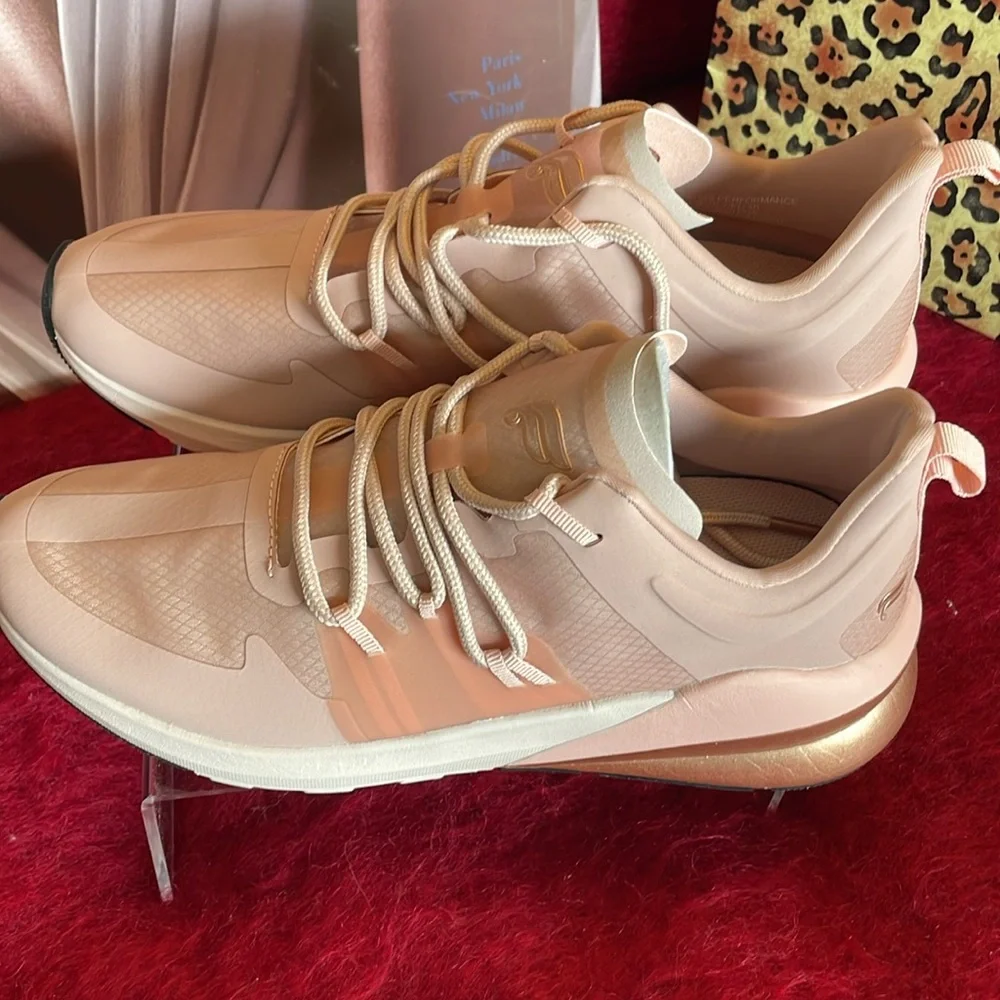 FABLETICS PALM PERFORMANCE ALMOND ROSE GOLD LACE UP CHUNKY SNEAKER SIZE 9